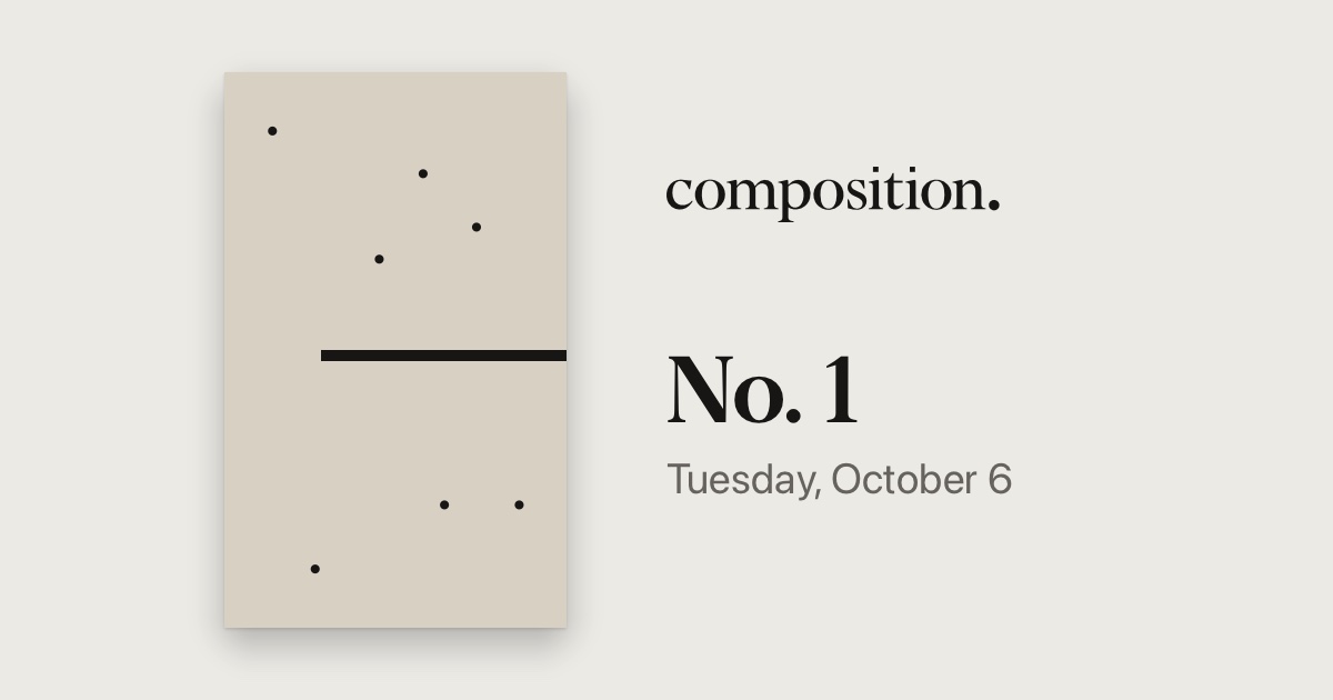Board No. 1 of Composition, as it starts: bouncing dots on linen.