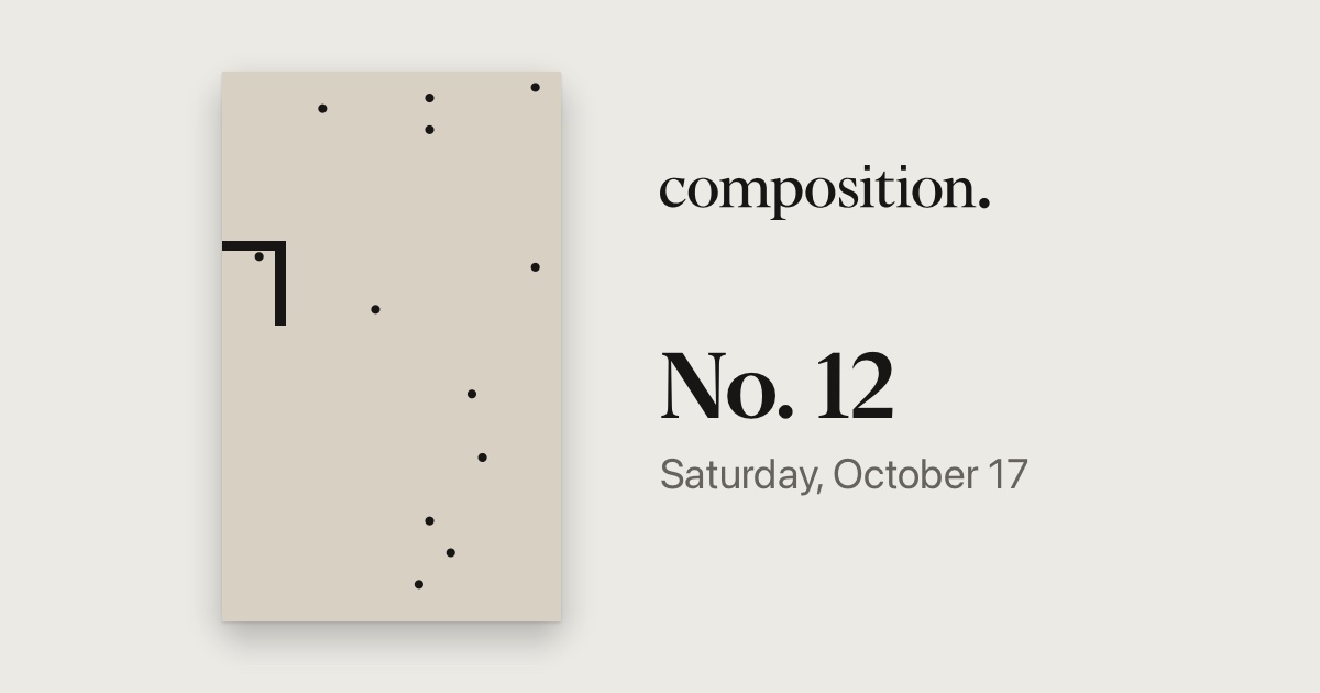 Bræt nr. 12 i Composition ved starten: hoppende prikker på hørlærred.