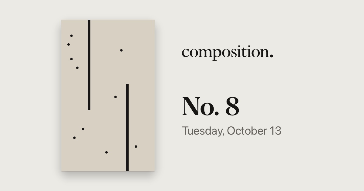 Board No. 8 of Composition, as it starts: bouncing dots on linen.