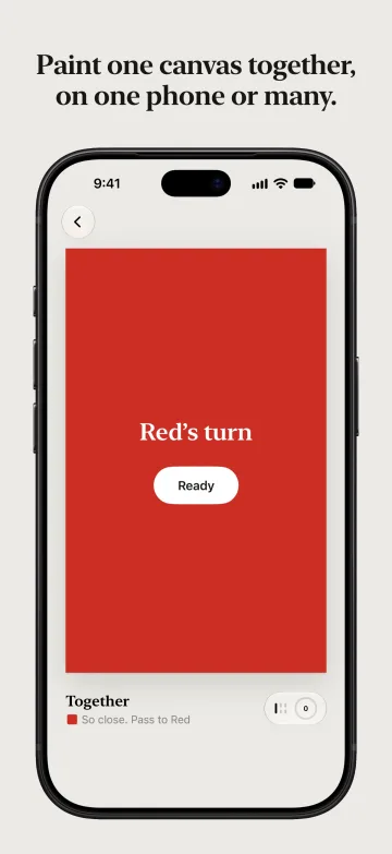 App Store screenshot: Paint one canvas together, on one phone or many.